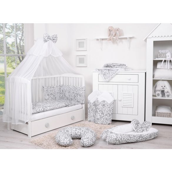 BabyLion Prémium 5 részes ágyneműhuzat szett - Szürke buborékok