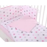 BabyLion Prémium 5 részes ágyneműhuzat szett - Rózsaszín csillagok