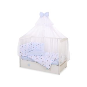 BabyLion Prémium 5 részes ágyneműhuzat szett - Kék csillagok