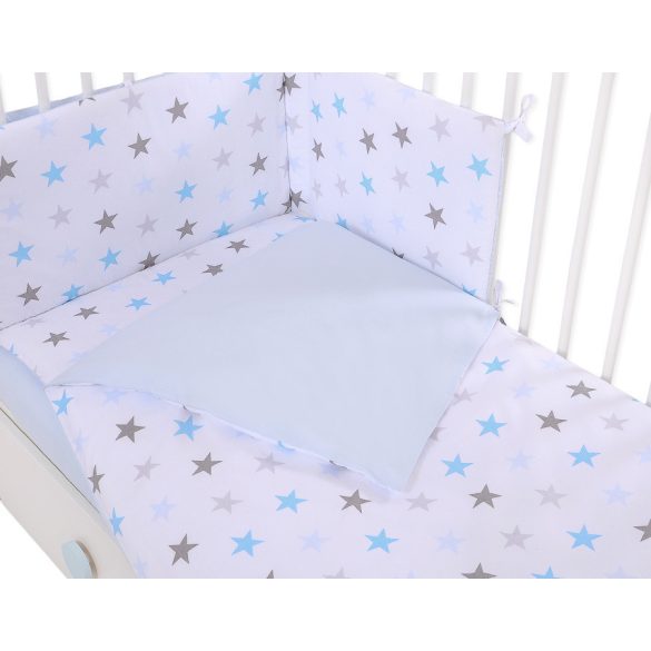 BabyLion Prémium 5 részes ágyneműhuzat szett - Kék csillagok