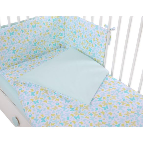 BabyLion Prémium 5 részes ágyneműhuzat szett - Kék pillangók