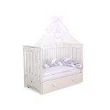 BabyLion Prémium baldachin függöny - Fehér - Fehér masni