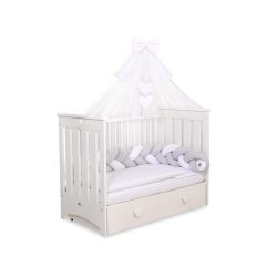   BabyLion Prémium baldachin függöny - Fehér - Fehér masni