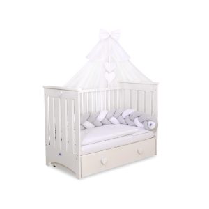 BabyLion Prémium baldachin függöny - Fehér - Fehér masni