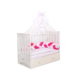 BabyLion Prémium baldachin függöny - Fehér - Fehér masni