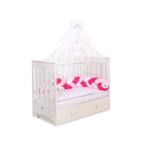 BabyLion Prémium baldachin függöny - Fehér - Fehér masni