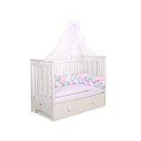 BabyLion Prémium baldachin függöny - Fehér - Fehér masni