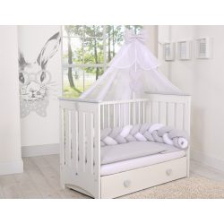 BabyLion Prémium baldachin - Fehér - Szürke masni