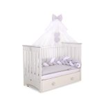 BabyLion Prémium baldachin - Fehér - Szürke masni