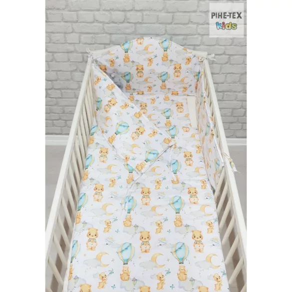 Pihe-Tex Ágynemû Pamut 3 részes 90x140 40x50cm Hõlégballonos maci zöld 683/Z