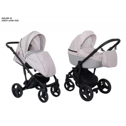   Mikrus multifunkciós babakocsi Genua (merev mózes, hordozó 0-10kg, pelenkázótáska) 18 szürke/rózsaszín