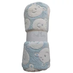   Soffi Baby takaró plüss dupla kék fehér macipofi 75x100cm