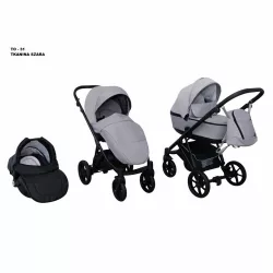   Mikrus multifunkciós babakocsi Tokyo (merev mózes, hordozó 0-10kg, pelenkázótáska) szövet szürke TO-31