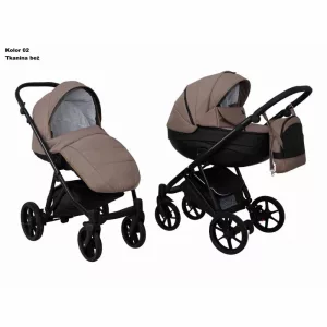Mikrus multifunkciós babakocsi Viva (merev mózes, hordozó 0-10kg, pelenkázótáska)  02 bézs