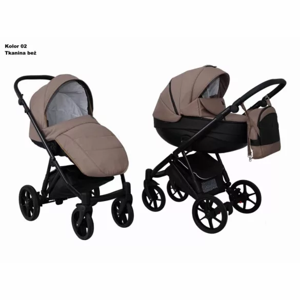 Mikrus multifunkciós babakocsi Viva (merev mózes, hordozó 0-10kg, pelenkázótáska)  02 bézs