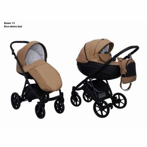 Mikrus multifunkciós babakocsi Viva (merev mózes, hordozó 0-10kg, pelenkázótáska)  mûbõr 11 bézs