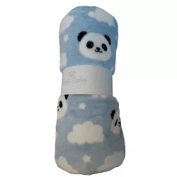   Soffi Baby takaró plüss dupla kék fehér pandapofi 75x100cm