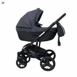   Mikrus multifunkciós babakocsi Genua (merev mózes, hordozó 0-10kg, pelenkázótáska) 27 mûbõr sötétszürke
