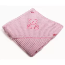   Vaganza fürdõlepedõ Waffle 70X70cm rózsaszín hímzett maci