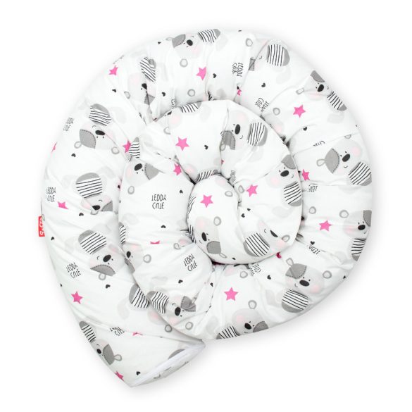 Scamp Rácsvédő hengerpárna 180 cm - Fehér alapon csillagok és macik