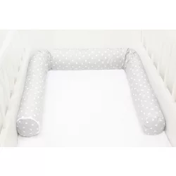   Scamp Rácsvédő hengerpárna 180 cm - Szürke alapon fehér szívecskék