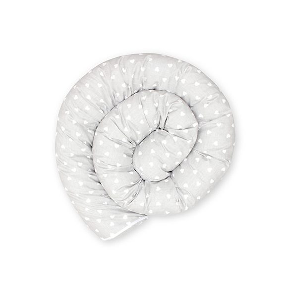 Scamp Rácsvédő hengerpárna 180 cm - Szürke alapon fehér szívecskék