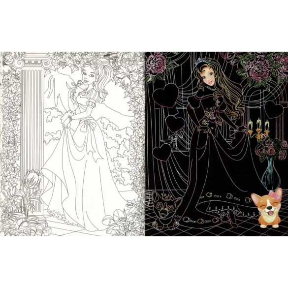 Napraforgó Rejtőzködő hercegnők - Kifestőfüzet kaparós és színezős oldalakkal