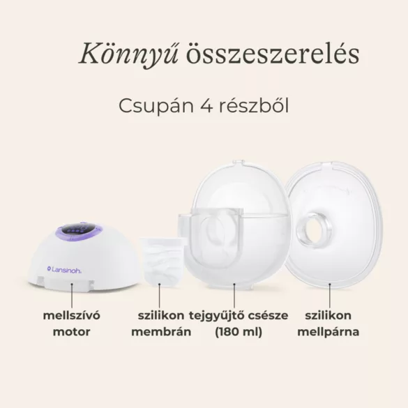 Lansinoh hordható mellszívó 4 fázisú egyes Soothies regeneráló mellpárnával szettben