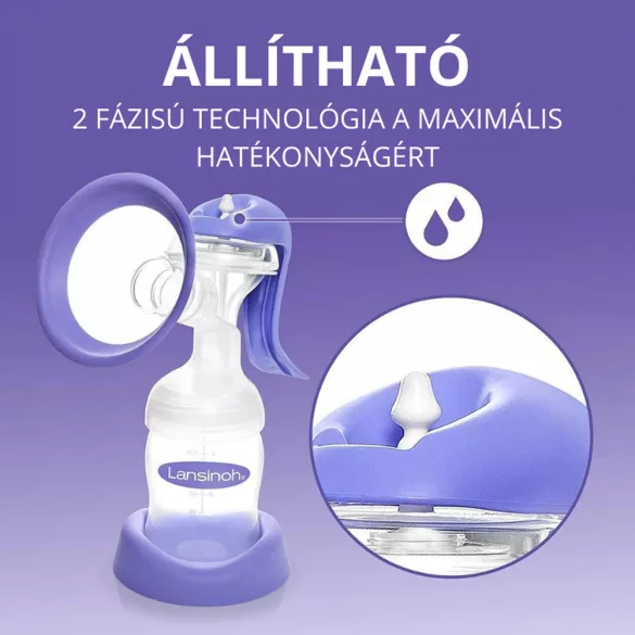 Lansinoh 2 fázisú kézi mellszívó Soothies regeneráló mellpárnával szettben