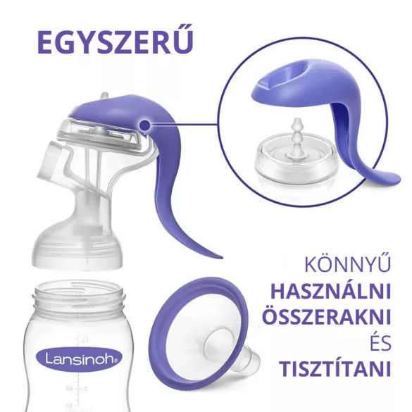 Lansinoh 2 fázisú kézi mellszívó Soothies regeneráló mellpárnával szettben