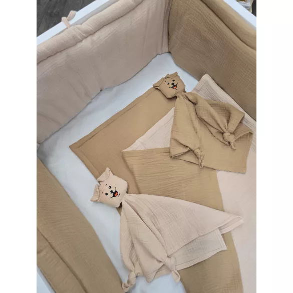 KOKO muszlin Fejvédő kiságyba magasított 27 x170 cm bézs/latte színben