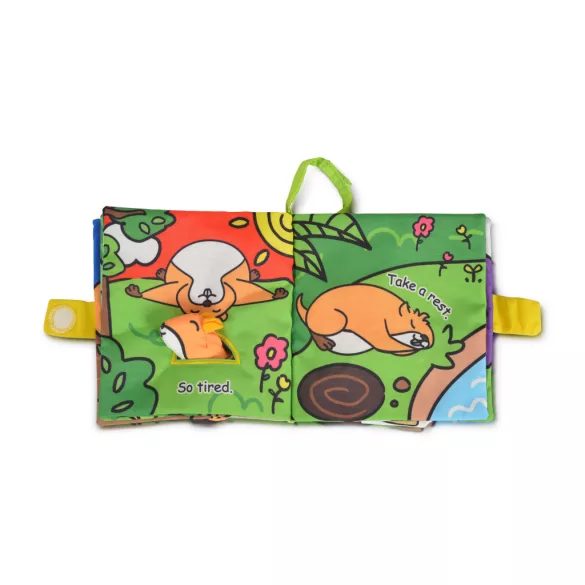 Jollybaby Textil bébijáték kiskönyv Montessori mormotával  - Zöld