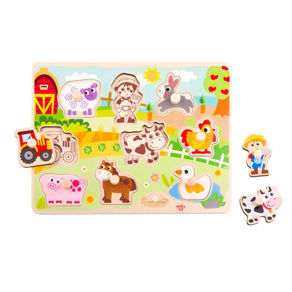 Tooky Toys Fa Puzzle Farm 10db-os - Állatos