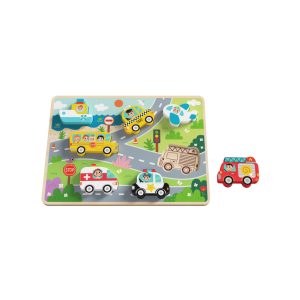 Tooky Toy Közelekedés forma kirakós fa játék puzzle 9db-os