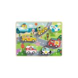 Tooky Toy Közelekedés forma kirakós fa játék puzzle 9db-os