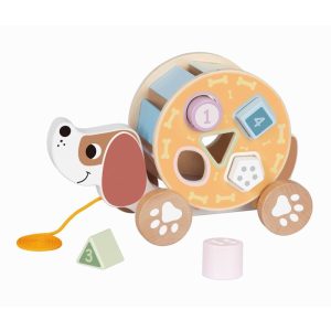 Tooky Toys Húzható kutyás formabedobó fa játék