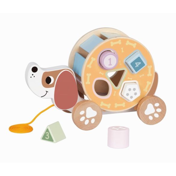 Tooky Toys Húzható kutyás formabedobó fa játék
