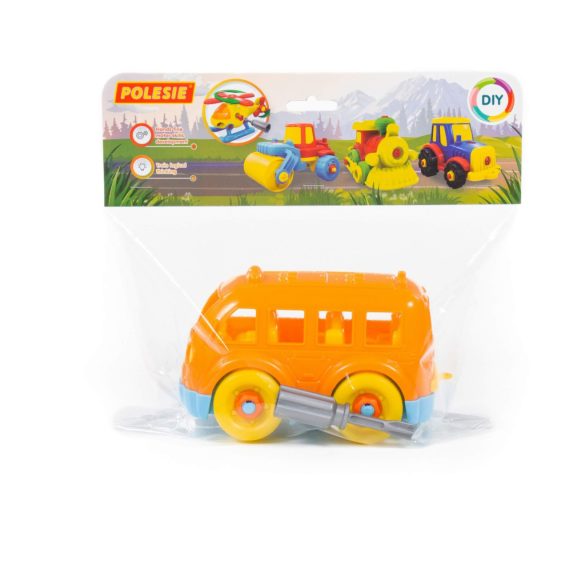 POLESIE műanyag szerelhető BUSZ csavarhúzóval NARANCS/KÉK