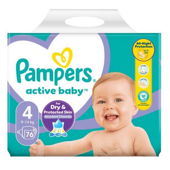 Pampers Active Baby 4 Giant Pack pelenka 9-14kg 76db