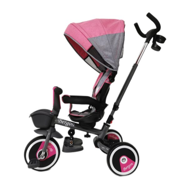 Bergon Összecsukható 360°-ban Forgatható Üléses Tricikli B56 - Pink