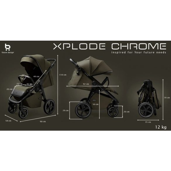 Future Design Xplode Chrome sport babakocsi-Dusty Khaki