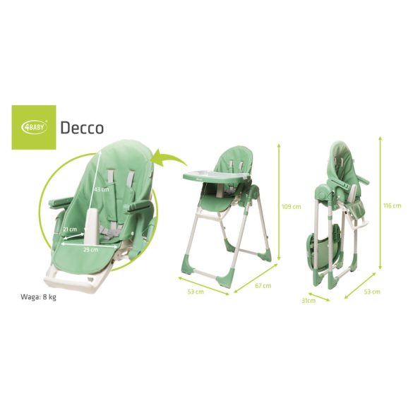 4BABY Decco etetőszék - Green