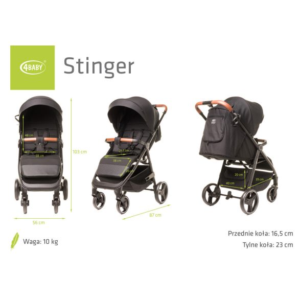 4Baby Stinger sport babakocsi-Black