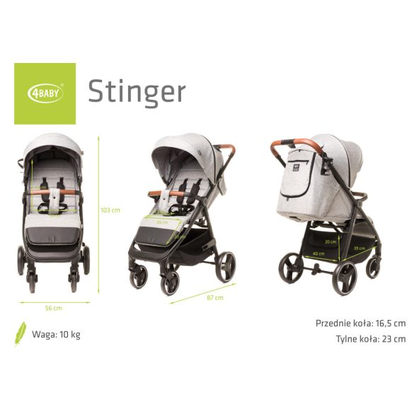 4Baby Stinger sport babakocsi-Melange light grey
