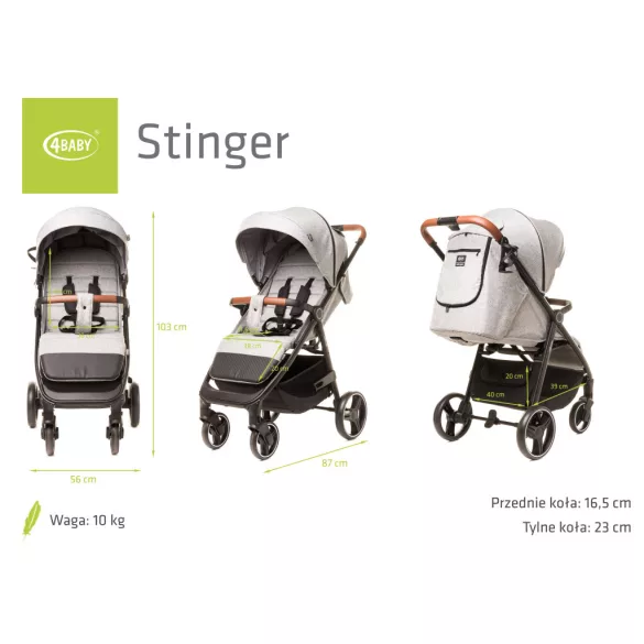 4Baby Stinger sport babakocsi-Melange light grey