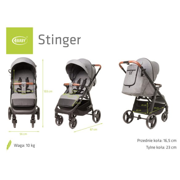 4Baby Stinger sport babakocsi-Melange grey
