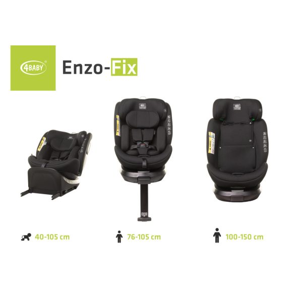 4Baby Enzo-Fix i-Size 40-150cm biztonsági gyerekülés-Black