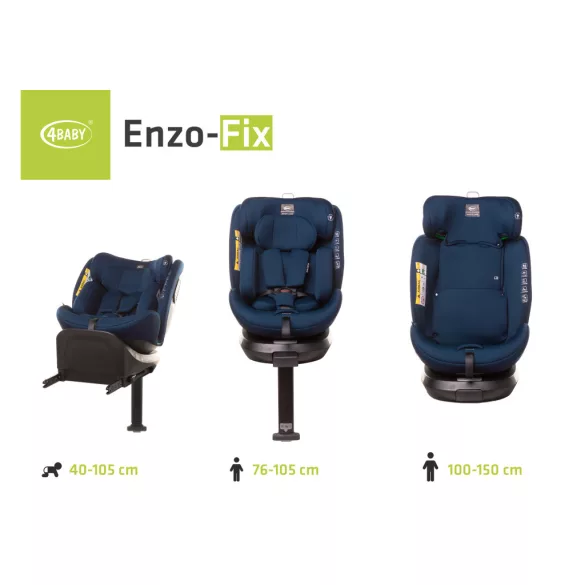4Baby Enzo-Fix i-Size 40-150cm biztonsági gyerekülés-Navy Blue