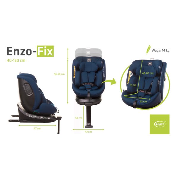 4Baby Enzo-Fix i-Size 40-150cm biztonsági gyerekülés-Navy Blue