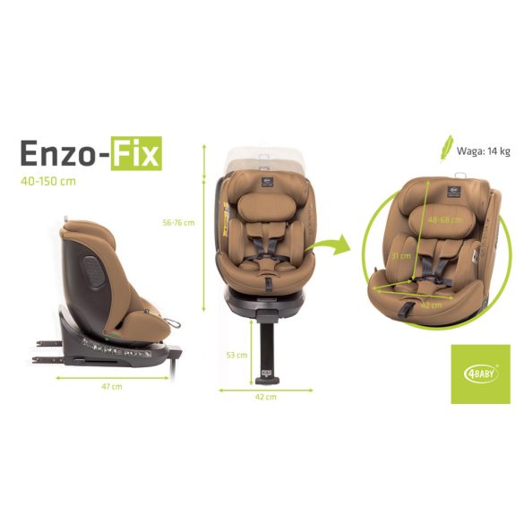 4Baby Enzo-Fix i-Size 40-150cm biztonsági gyerekülés-Mokka